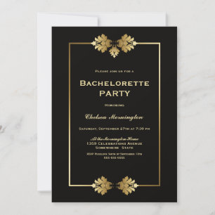 Modern Black Gold Bachelorette Party Invitation