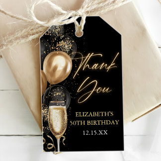 Modern Black & Gold Birthday Party Favour Thank yo Gift Tags