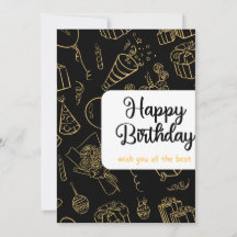 Modern Black & Gold Birthday Party Invitation
