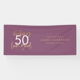 Modern black gold birthday simple elegant script b banner