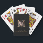 Modern Black Gold Blush Pink Floral Monogrammed    Playing Cards<br><div class="desc">Modern black and gold design with a blush pink transparent floral pattern.  Easily customise your Name of choice in a trendy calligraphy script along with your initialled monogram of choice.</div>