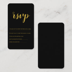 Modern Black & Gold Bold Wedding Rsvp Card