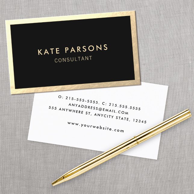  Modern Black Gold Border  Business Card (Creator Uploaded)