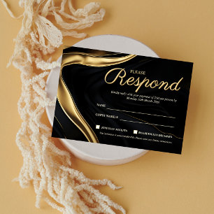 Modern Black Gold Business Event RSVP card