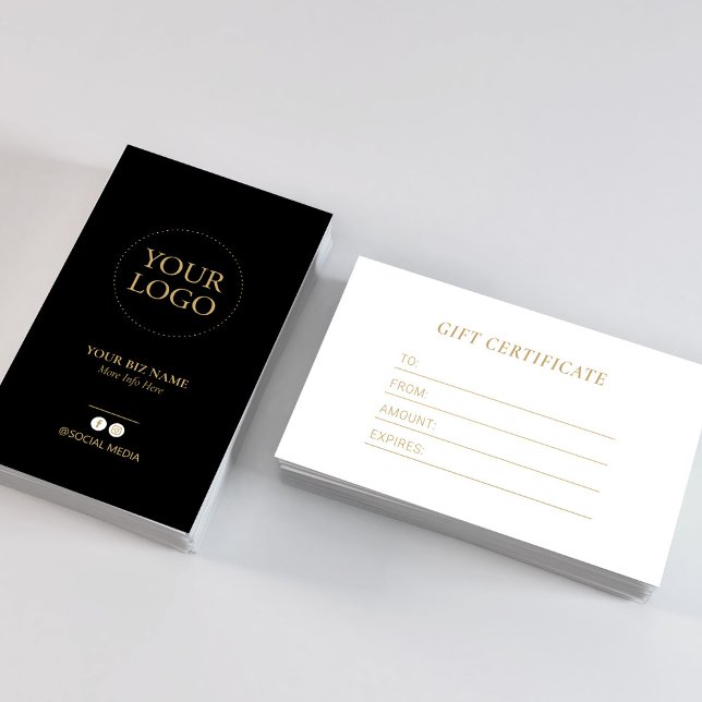 Modern Black & Gold Business Logo Gift Certificate (Creator Uploaded)