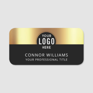 Modern Black Gold Business Logo Name Tag