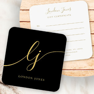 Modern Black Gold Calligraphy Gift Certificate