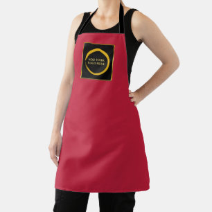 Modern black gold cardinal red professional logo apron