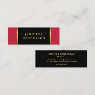Modern black gold cardinal red professional mini business card