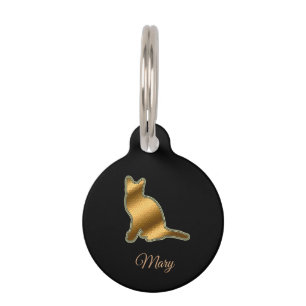 Modern Black Gold Cat Pet Tag