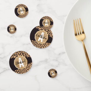 Modern Black Gold Cheetah Leopard Animal Print Confetti