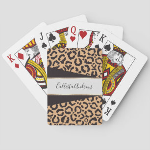 Modern Black Gold Cheetah Leopard Animal Print Playing Cards
