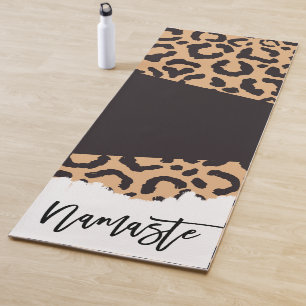 Modern Black Gold Cheetah Leopard Animal Print Yoga Mat