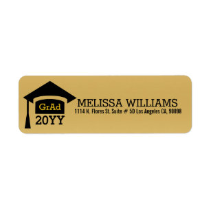 Modern Black & Gold Class Of 2017 Graduation Return Address Label