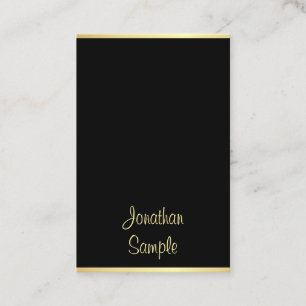 Modern Black Gold Cool Handwritten Personalised Business Card