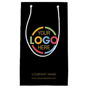 Modern Black Gold Corporate Company Business Logo Small Gift Bag