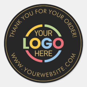 Modern Black Gold Custom Busines Logo Promotional Classic Round Sticker