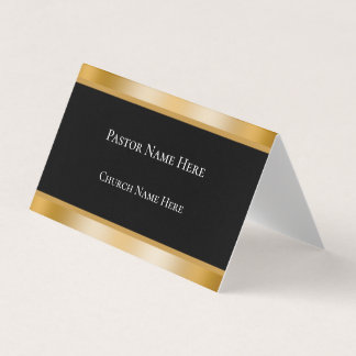 Modern Black & Gold Custom Text Church Pastor Business Card