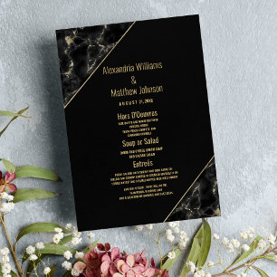 Modern black gold elegant marble Wedding Menu
