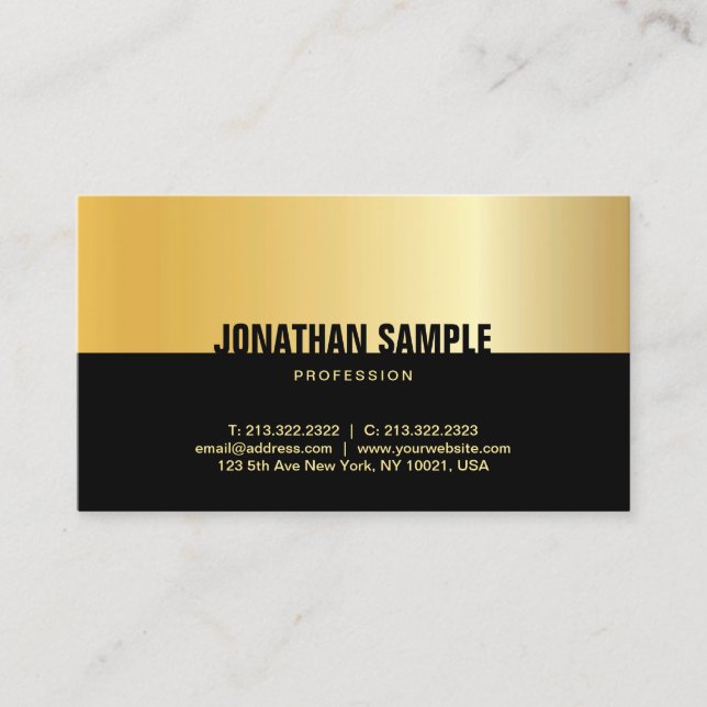Modern Black Gold Elegant Professional Template Business Card (Front)
