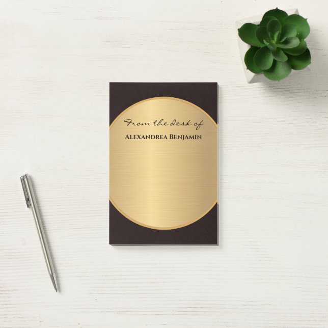 Modern Black Gold Elegant Stylish Personalise   Post-it Notes (Office)
