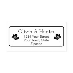 Modern Black & Gold Floral wedding   Self-inking Stamp