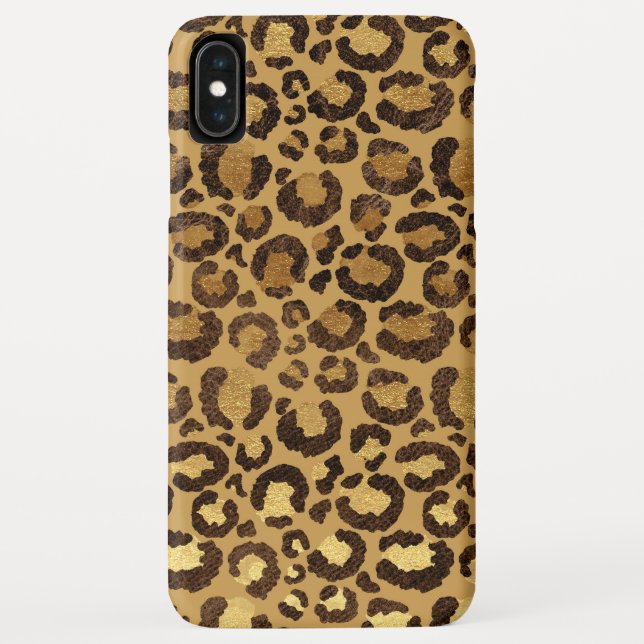 Modern Black Gold Foil Cheetah Animal Pattern Case-Mate iPhone Case (Back)