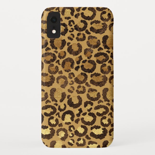 Modern Black Gold Foil Cheetah Animal Pattern Case-Mate iPhone Case (Back)