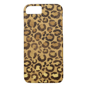 Modern Black Gold Foil Cheetah Animal Pattern iPhone 8/7 Case