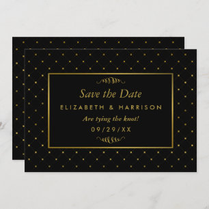 Modern Black & Gold Foil Effect Save The Date