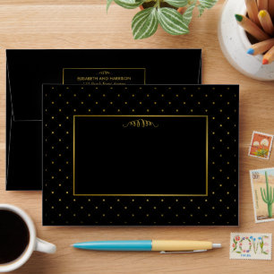 Modern Black & Gold Foil Effect Wedding Envelope