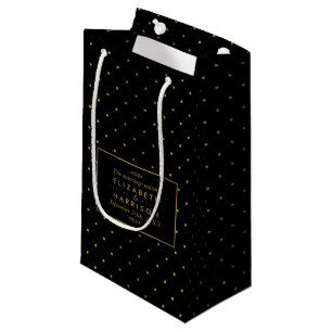 Modern Black & Gold Foil Effect Wedding Small Gift Bag