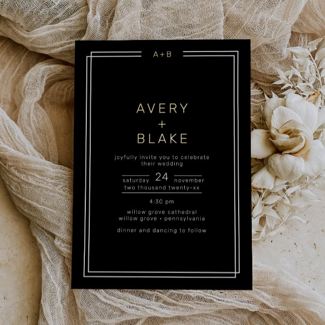 Modern Black Gold Foil Wedding Invitation / AVERY (Modern Black Gold Foil Wedding Invitation / AVERY Foil Invitation)