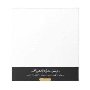 Modern Black Gold Girly Script Name Professional Notepad
