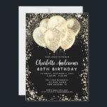 Modern Black Gold Glam Glitter Balloon Birthday Invitation<br><div class="desc">Modern Glam Gold Black Glitter Sparkle Balloon Elegant Stylish Birthday Invitation</div>