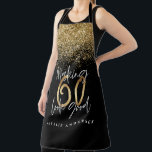 Modern black gold glitter 60th birthday typography apron<br><div class="desc">Modern black gold glitter 60th birthday typography</div>
