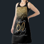 Modern black gold glitter 60th birthday typography apron<br><div class="desc">Modern black gold glitter 60th birthday typography</div>