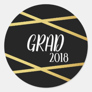 Modern Black & Gold Graduate Custom Stickers
