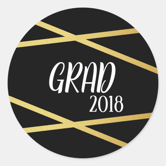 Modern Black & Gold Graduate Custom Stickers (Front)