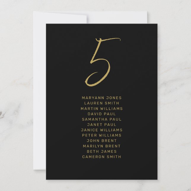 Modern Black Gold Hand Lettered Script Wedding (Front)