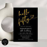 Modern  Black Gold Hello 50th Birthday Party Invitation<br><div class="desc">Celebrate your milestone in style with our Modern Black and Gold Hello 50th Birthday Party Invitation! Featuring a luxurious blend of sleek black and shimmering gold accents, this invitation exudes sophistication and glamour. Perfect for marking your 50th birthday in an elegant and bold way, the stylish typography and refined design...</div>