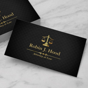 Modern Black & Gold Libra Lawyer Attorney Business Card