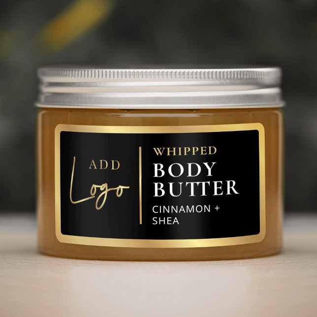Modern Black Gold Logo Body Butter Jar Waterproof (Modern Black Gold Logo Body Butter Jar Waterproof Labels)