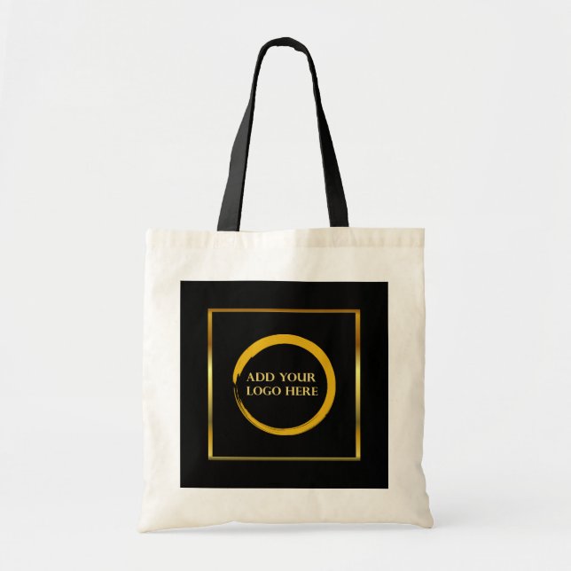 Modern black gold logo professional promotional tote bag (Front)