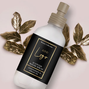 Modern Black & Gold Logo Room Spray Bottle Label