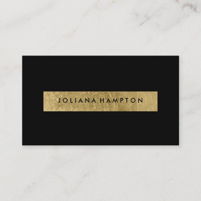 Modern Black Gold Luxe Business Card, foil Card (Front)