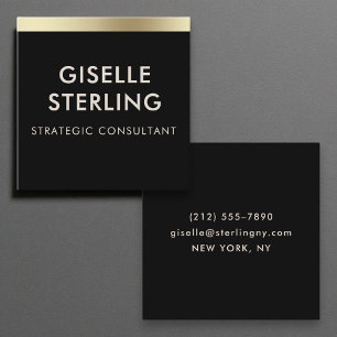 Modern Black Gold Luxury Minimal Typography Square Business Card