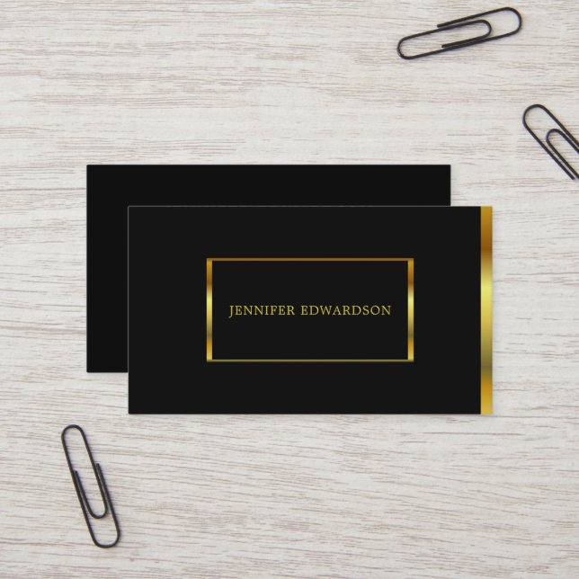 Modern black gold minimalist professional business card (Front/Back In Situ)