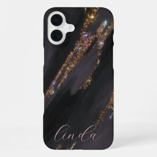 Modern Black Gold Monogrammed Case- Mate iPhone 16 Plus Case