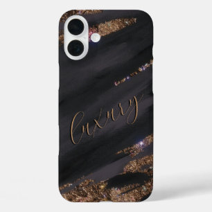 Modern Black Gold Monogrammed Case- Mate iPhone 16 Plus Case